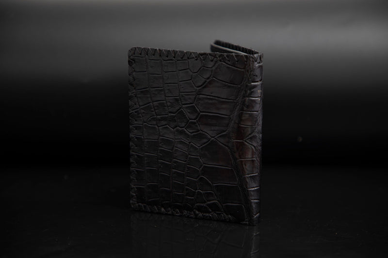 BLACK CROCODILE LEATHER WALLET