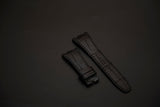 BLACK CROCODILE BELLY LEATHER STRAP