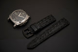 BLACK CROCODILE HORNBACK LEATHER STRAP - Lac Crado 