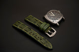 GREEN CROCODILE HORNBACK LEATHER STRAP - Lac Crado 