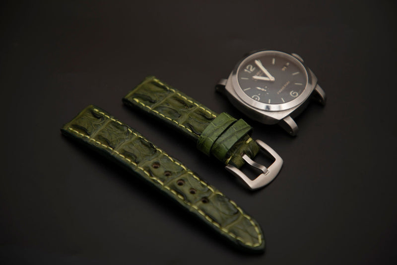 GREEN CROCODILE HORNBACK LEATHER STRAP - Lac Crado 