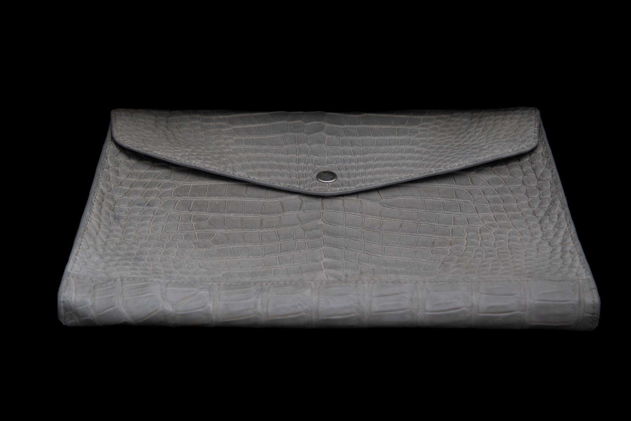 GREY HANDMADE GENUINE CROCODILE LAPTOP SLEEVE