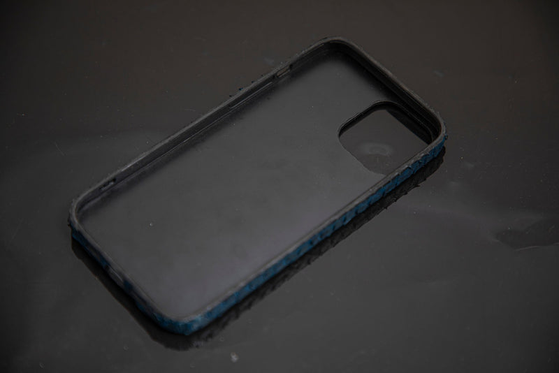 BLUE PYTHON LEATHER PHONE CASE