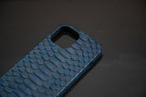 BLUE PYTHON LEATHER PHONE CASE