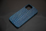 BLUE PYTHON LEATHER PHONE CASE