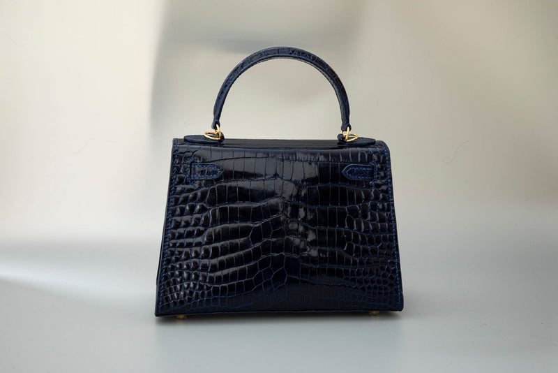 BLUE HANDMADE GENUINE CROCODILE SLING/HANDBAG