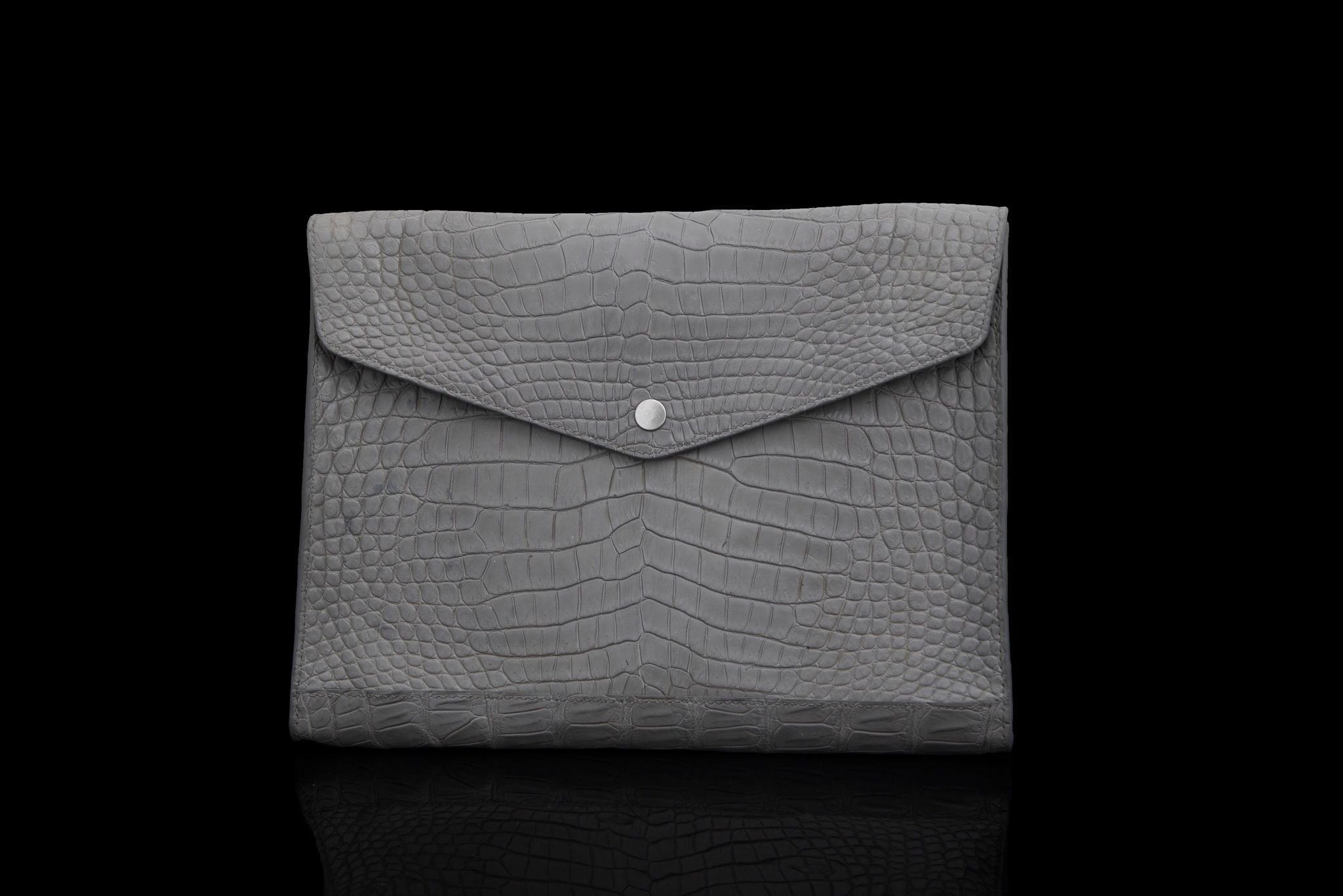 GREY HANDMADE GENUINE CROCODILE LAPTOP SLEEVE