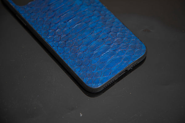 BLUE PYTHON LEATHER PHONE CASE