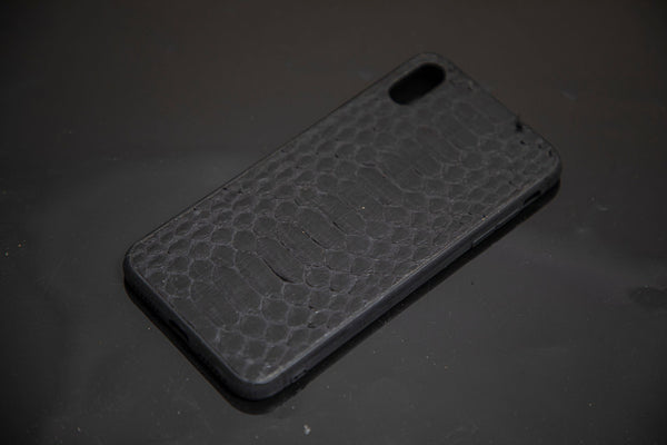 BLACK PYTHON LEATHER PHONE CASE