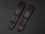 BLACK CROCODILE BELLY LEATHER STRAP - Lac Crado 