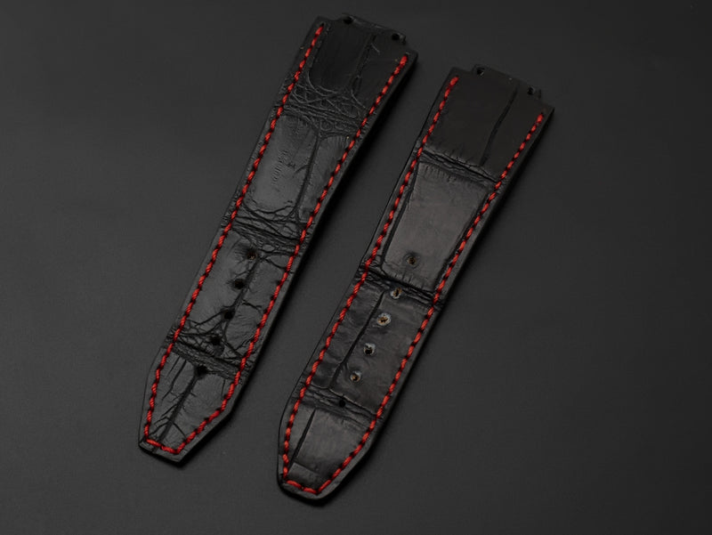 BLACK CROCODILE BELLY LEATHER STRAP - Lac Crado 