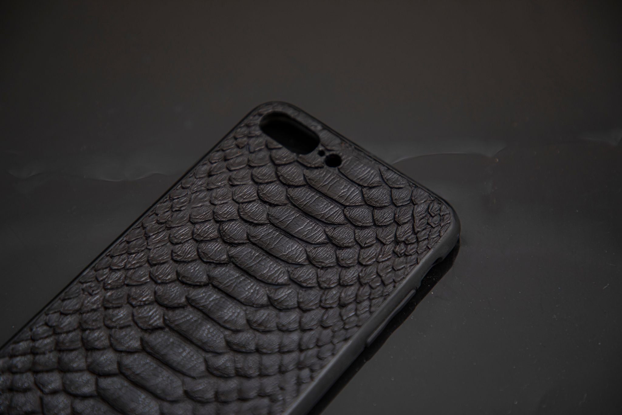 BLACK PYTHON LEATHER PHONE CASE