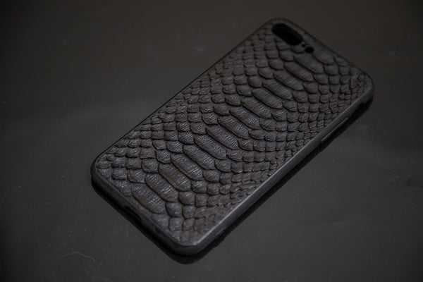 BLACK PYTHON LEATHER PHONE CASE