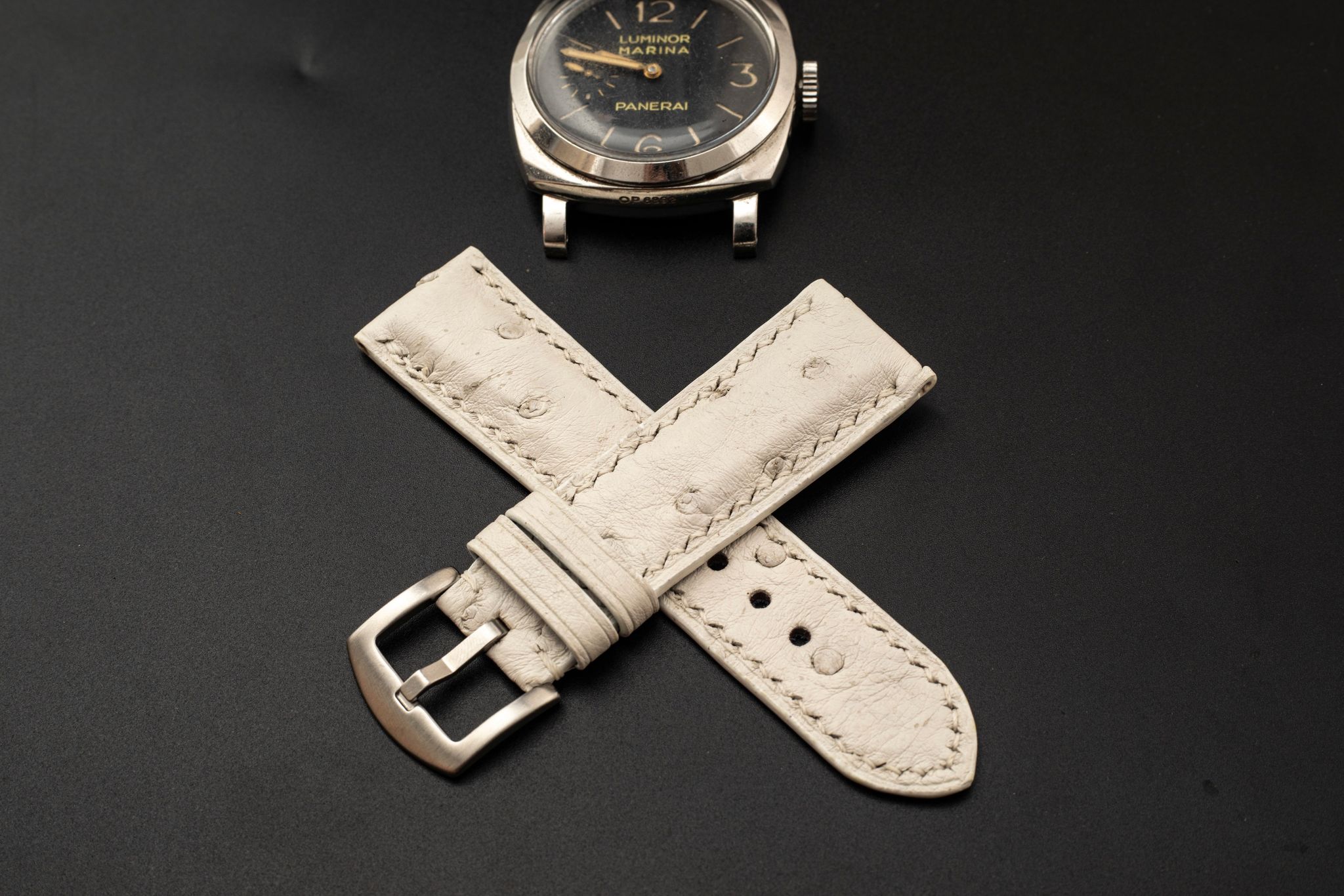 WHITE OSTRICH LEATHER STRAP