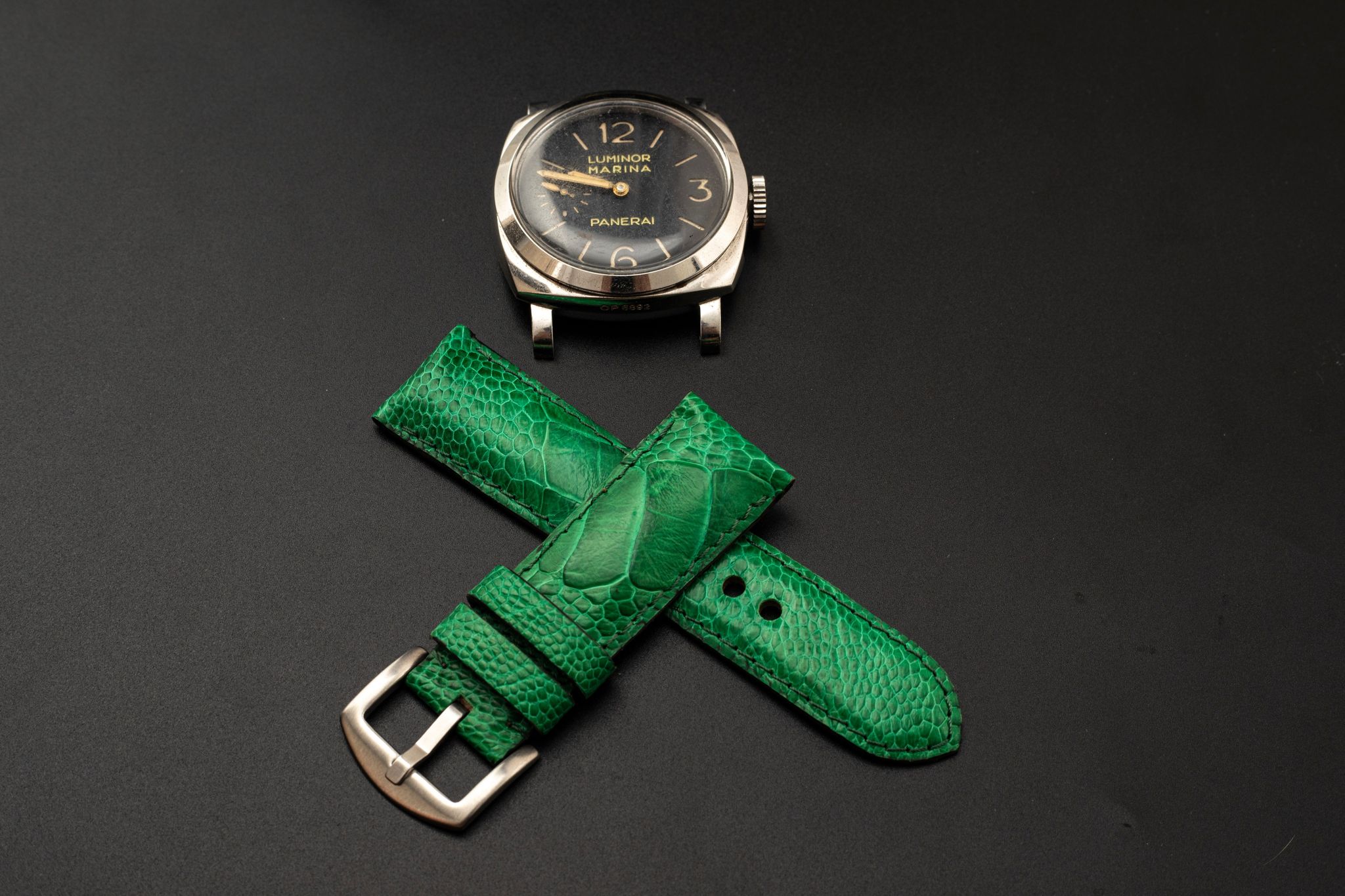 GREEN OSTRICH LEATHER STRAP