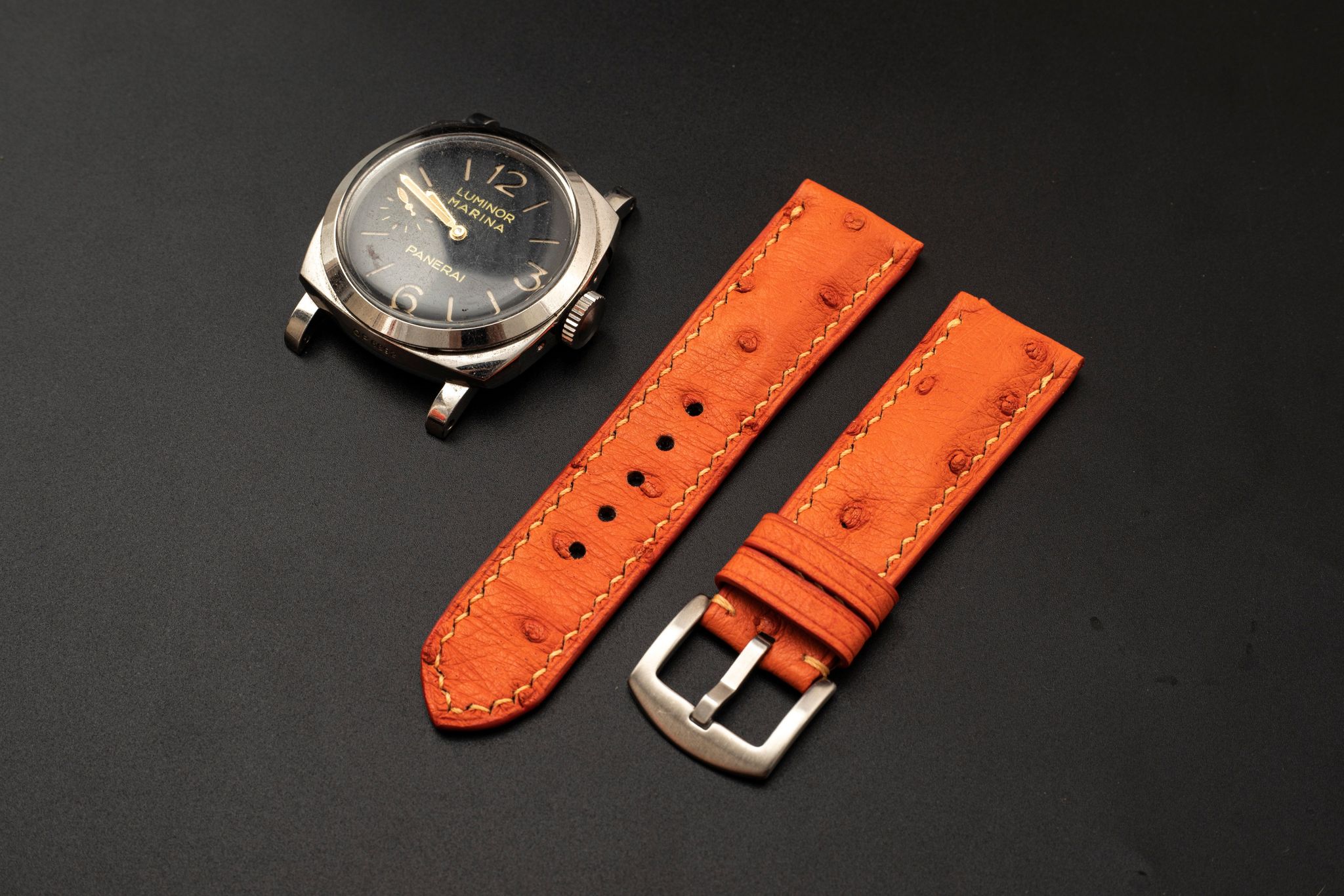 ORANGE OSTRICH LEATHER STRAP
