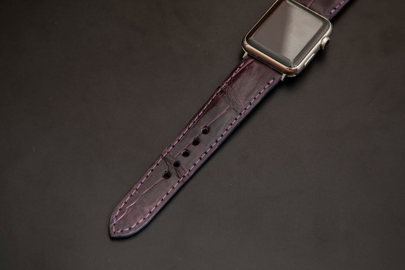PURPLE CROCODILE BELLY LEATHER STRAP