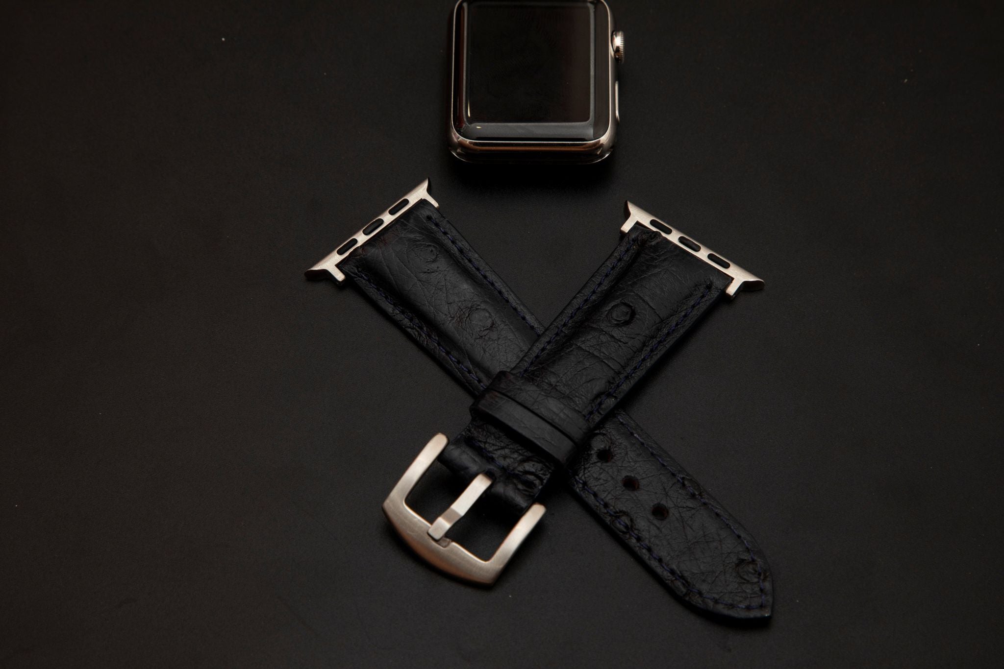 BLACK OSTRICH LEATHER STRAP
