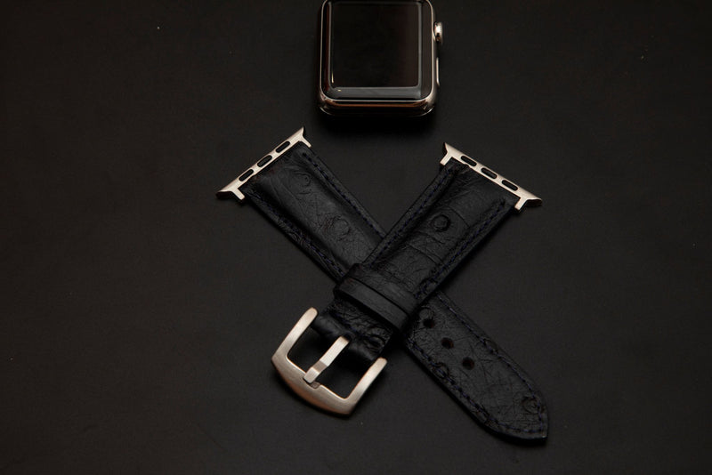 BLACK OSTRICH LEATHER STRAP