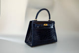 BLUE HANDMADE GENUINE CROCODILE SLING/HANDBAG