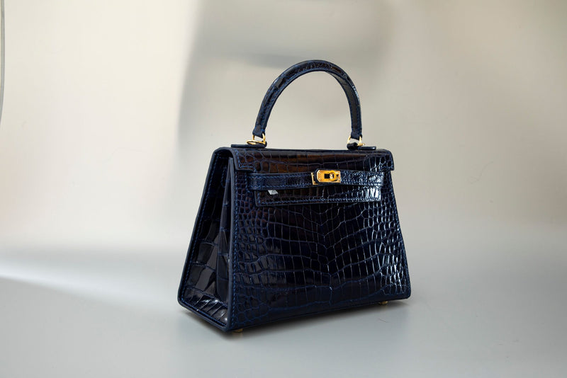 BLUE HANDMADE GENUINE CROCODILE SLING/HANDBAG