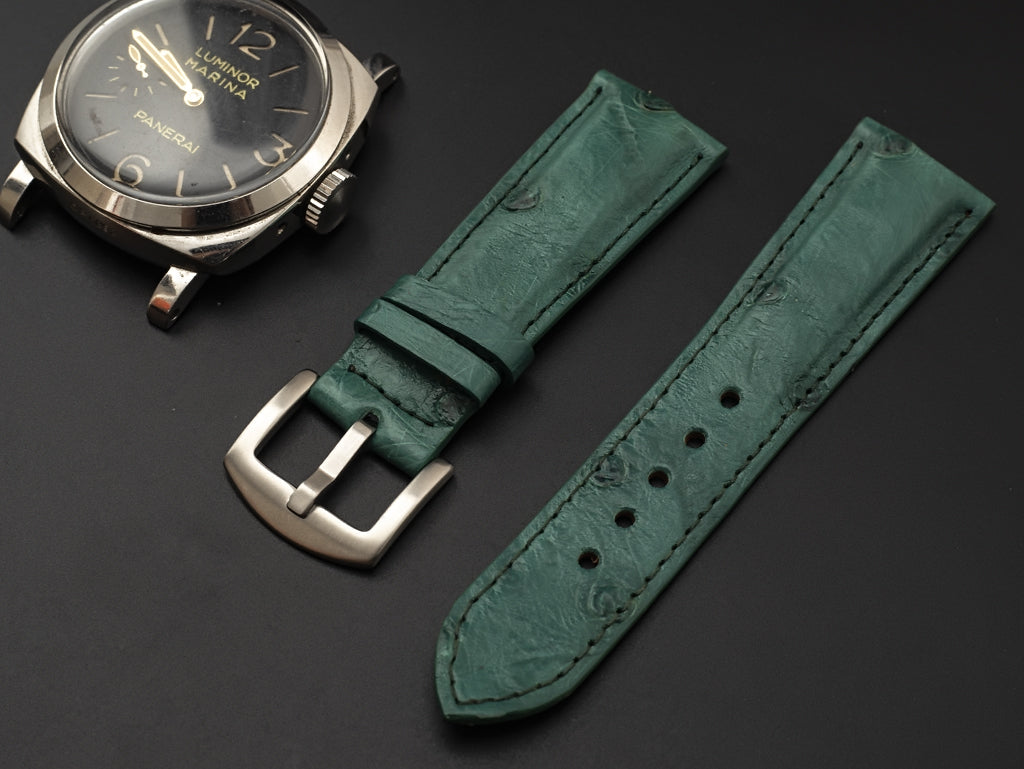 GREEN OSTRICH LEATHER STRAP