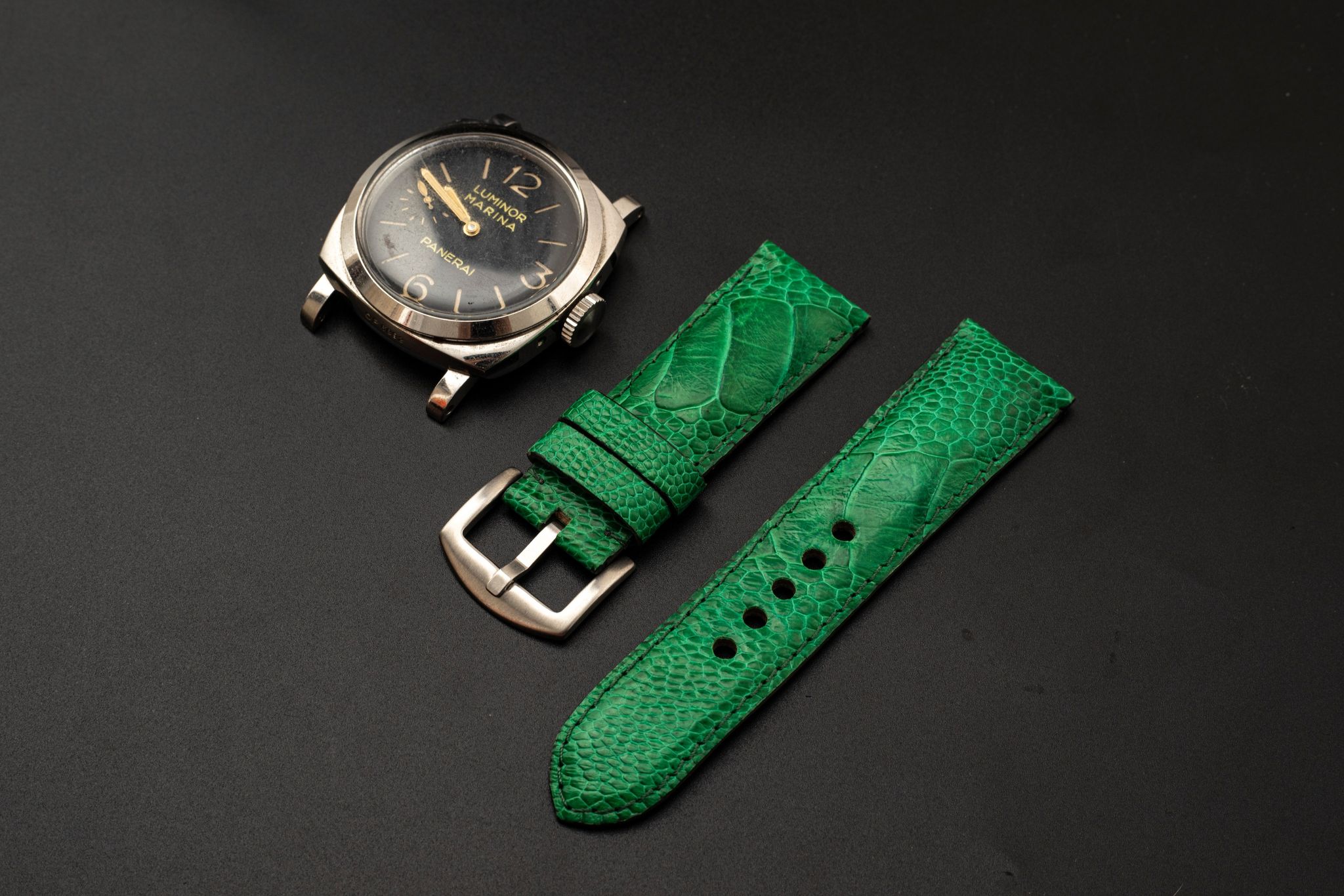 GREEN OSTRICH LEATHER STRAP