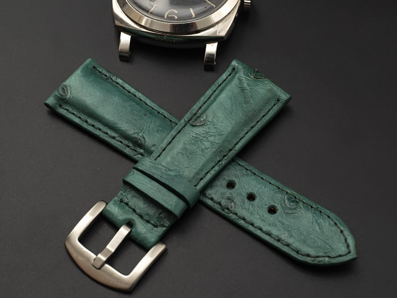 GREEN OSTRICH LEATHER STRAP