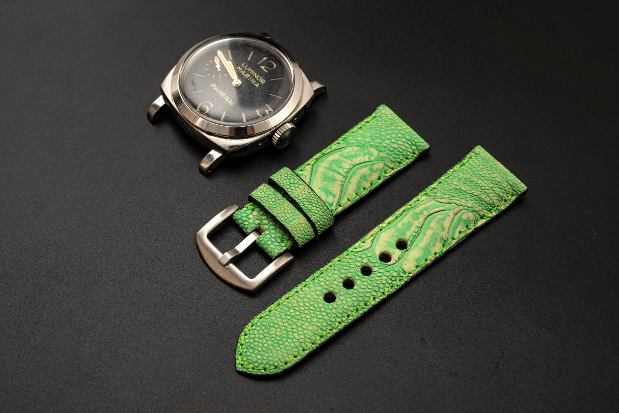 GREEN OSTRICH LEATHER STRAP