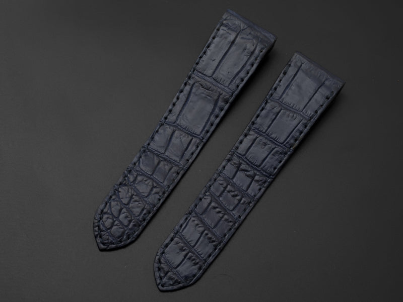 BLUE CROCODILE BELLY LEATHER STRAP