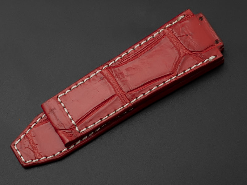 RED CROCODILE BELLY LEATHER STRAP