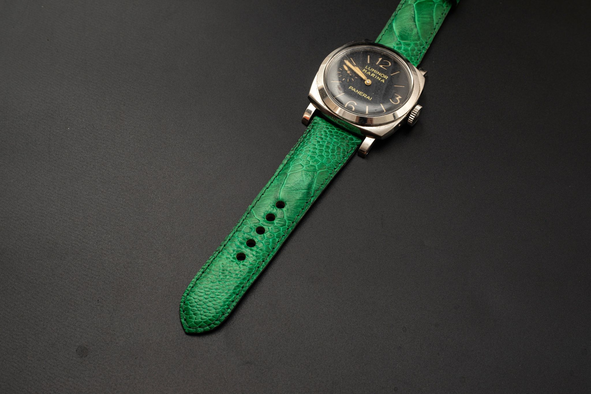 GREEN OSTRICH LEATHER STRAP