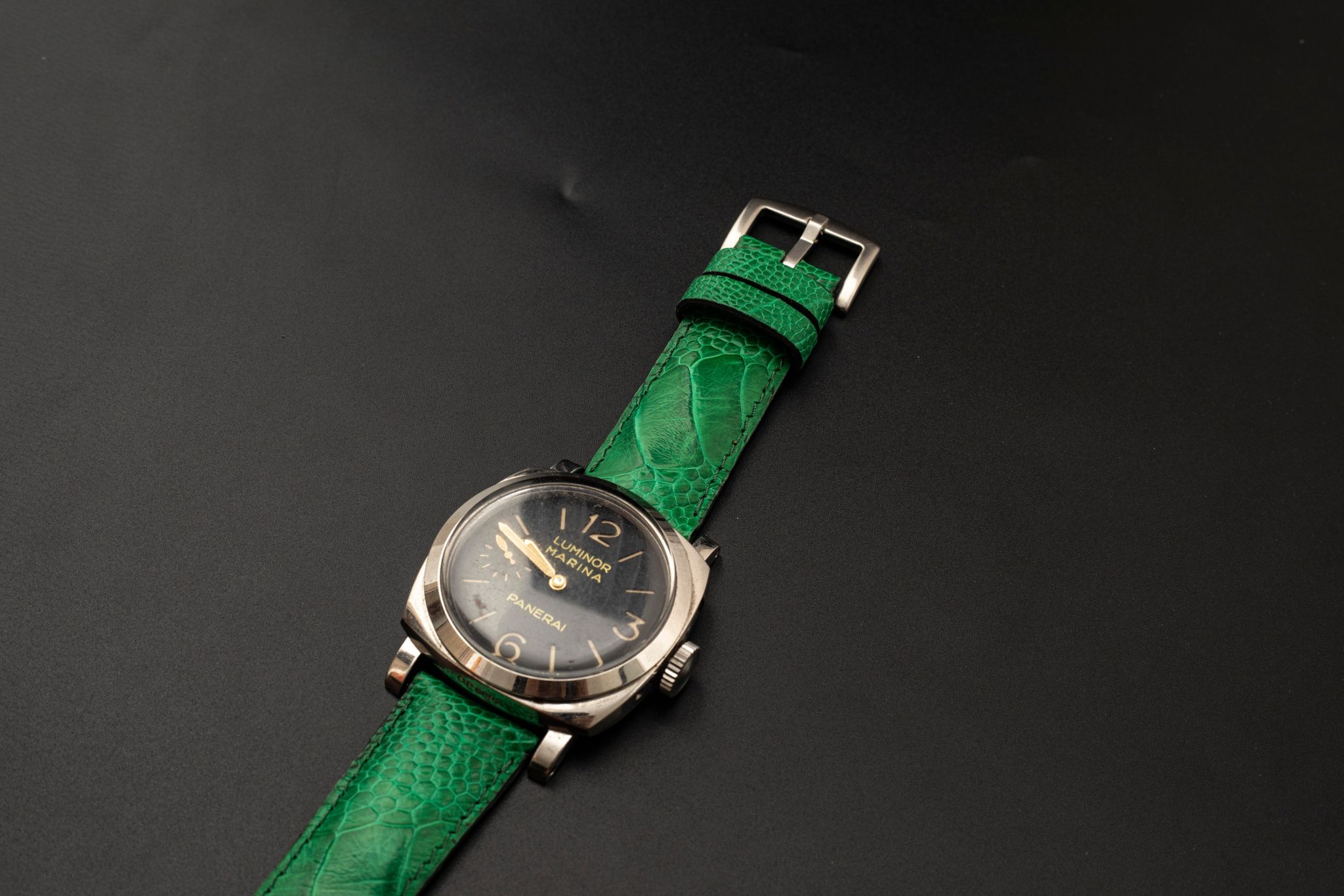 GREEN OSTRICH LEATHER STRAP