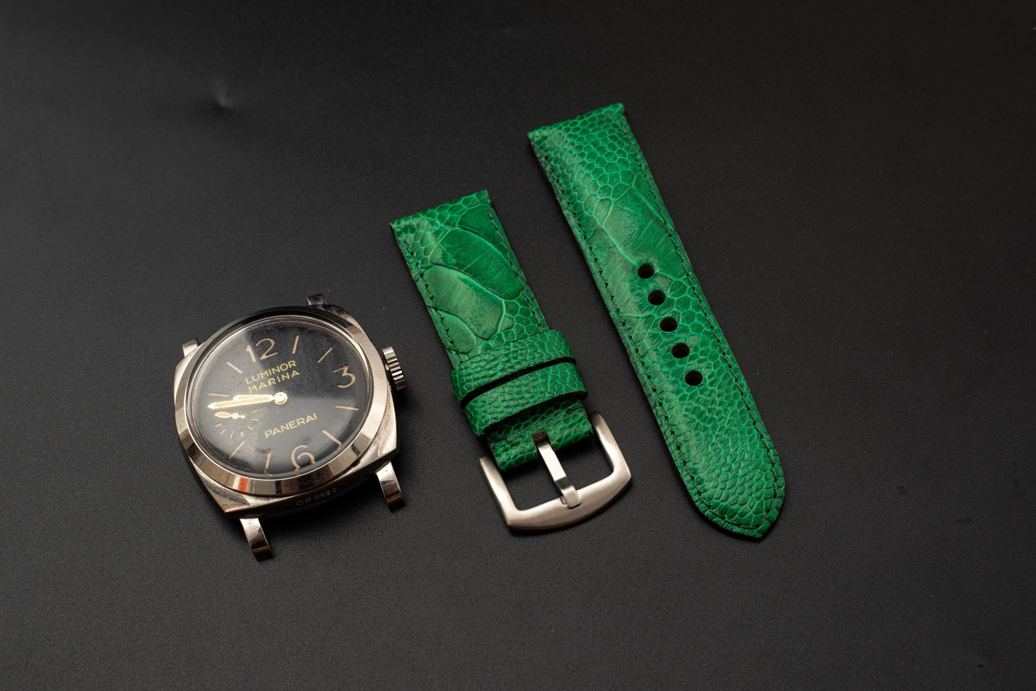 GREEN OSTRICH LEATHER STRAP