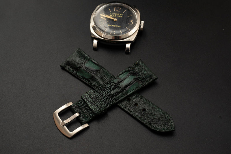GREEN OSTRICH LEATHER STRAP