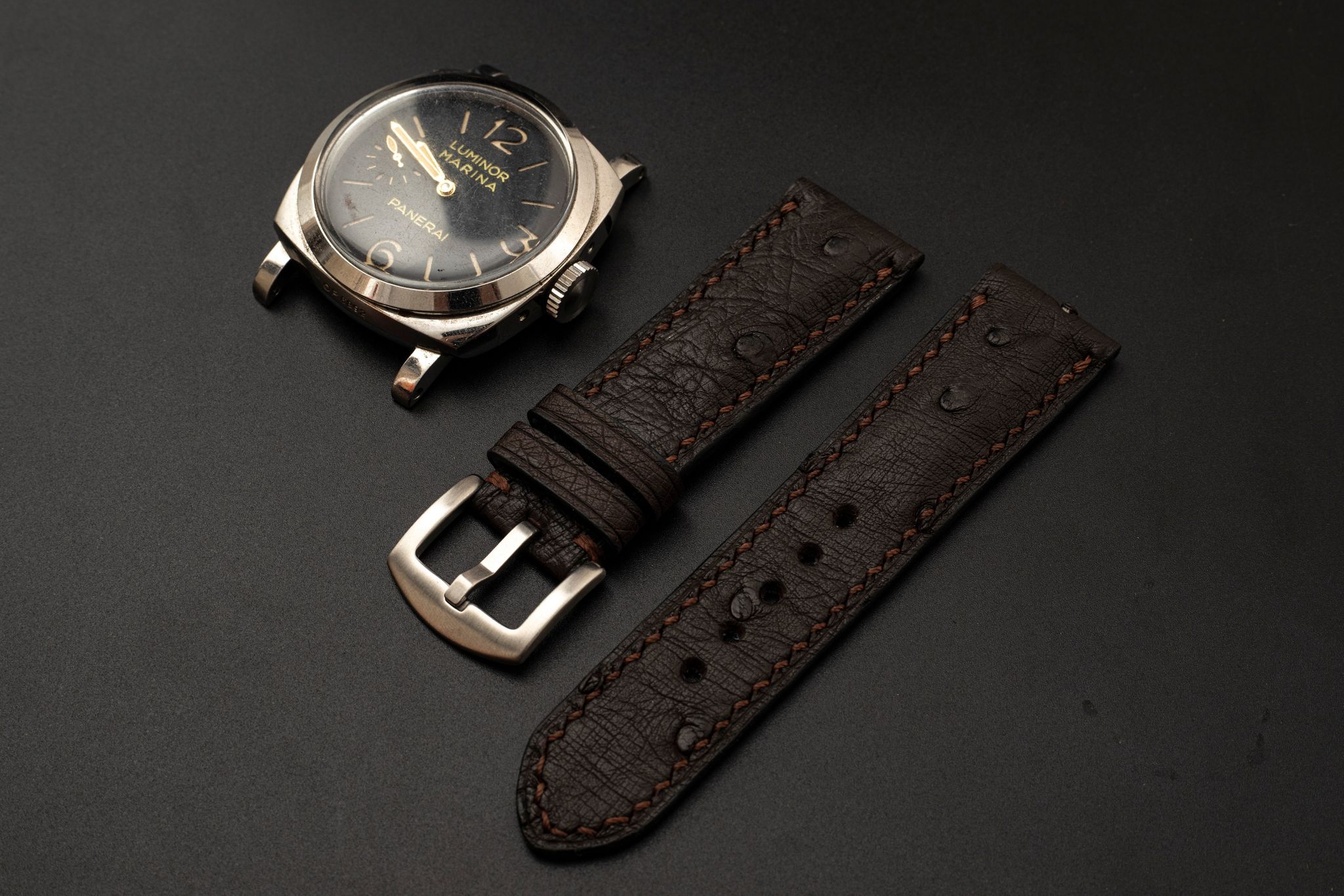 BROWN OSTRICH LEATHER STRAP