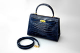 BLUE HANDMADE GENUINE CROCODILE SLING/HANDBAG