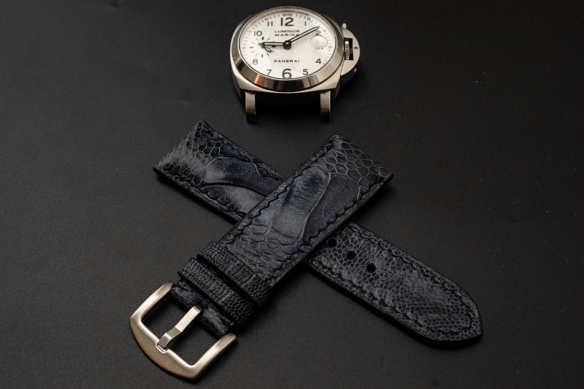 BLUE OSTRICH LEATHER STRAP
