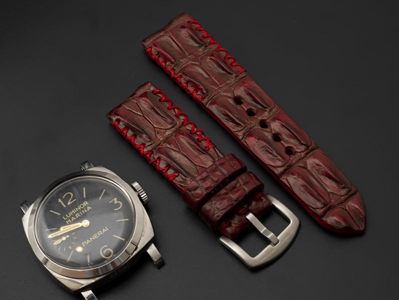 RED CROCODILE HORNBACK LEATHER STRAP