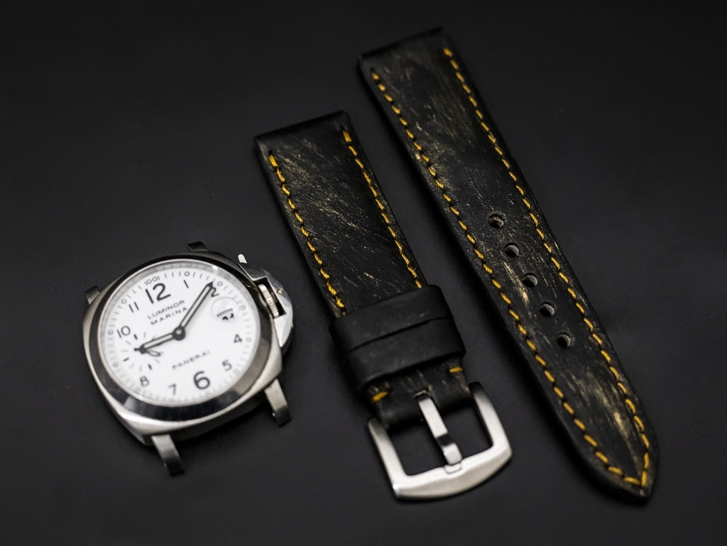 BLACK&GOLD CALF LEATHER STRAP