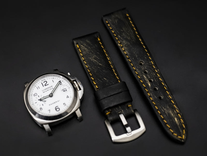 BLACK&GOLD CALF LEATHER STRAP
