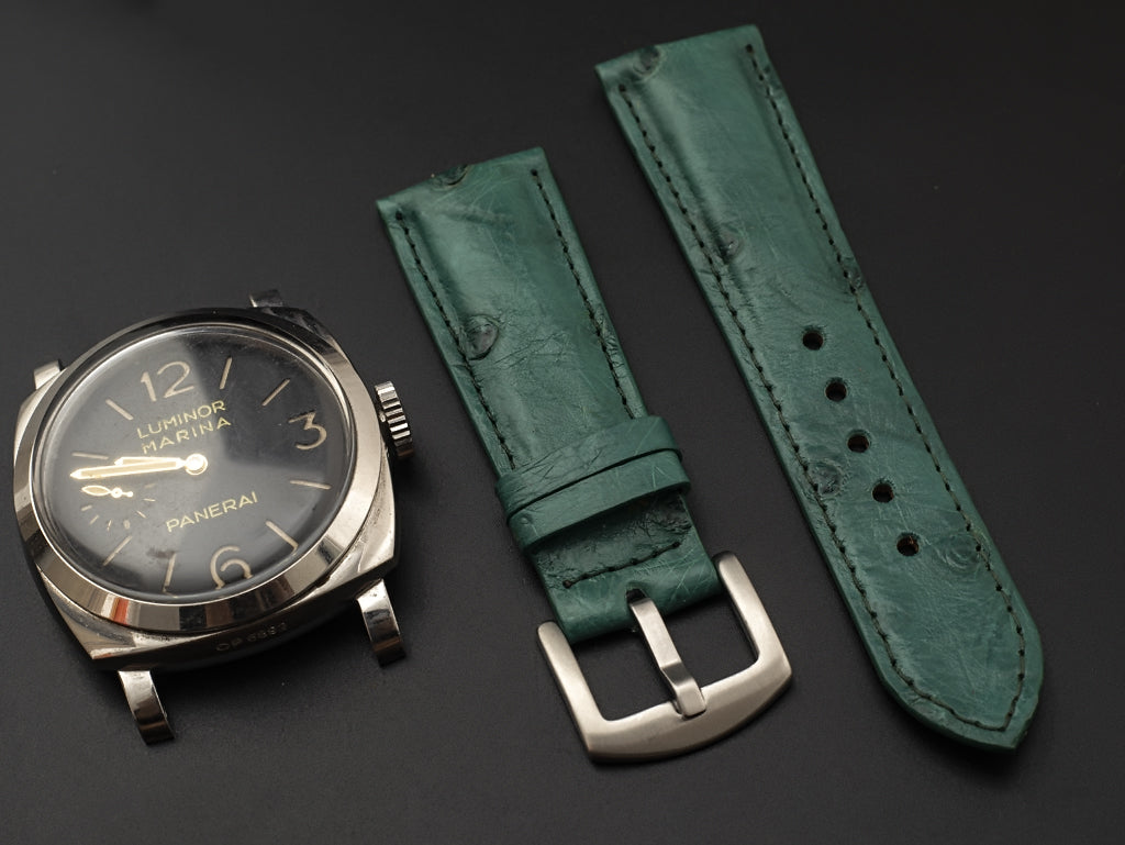 GREEN OSTRICH LEATHER STRAP