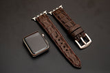 BROWN CROCODILE HORNBACK LEATHER STRAP
