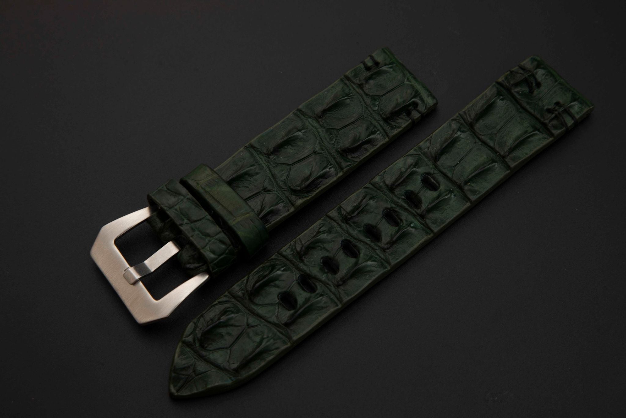 GREEN CROCODILE HORNBACK LEATHER STRAP