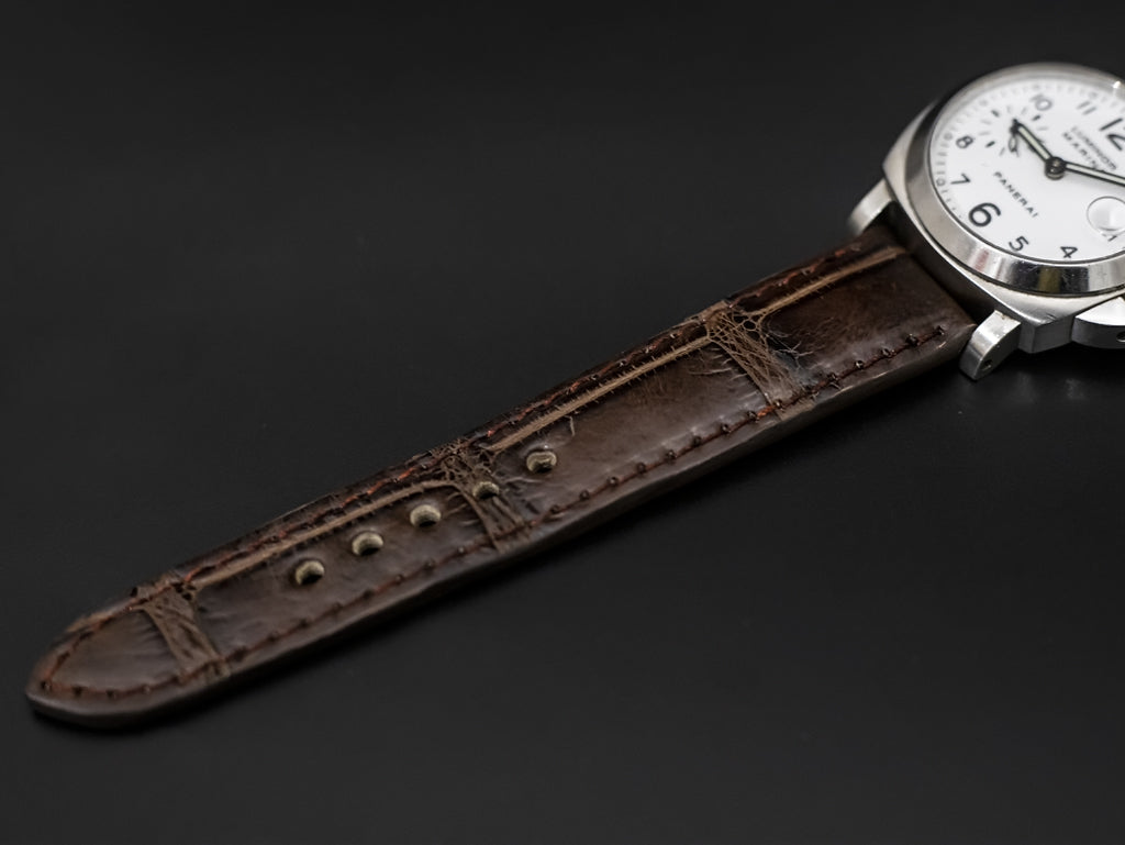 BROWN CROCODILE BELLY LEATHER STRAP