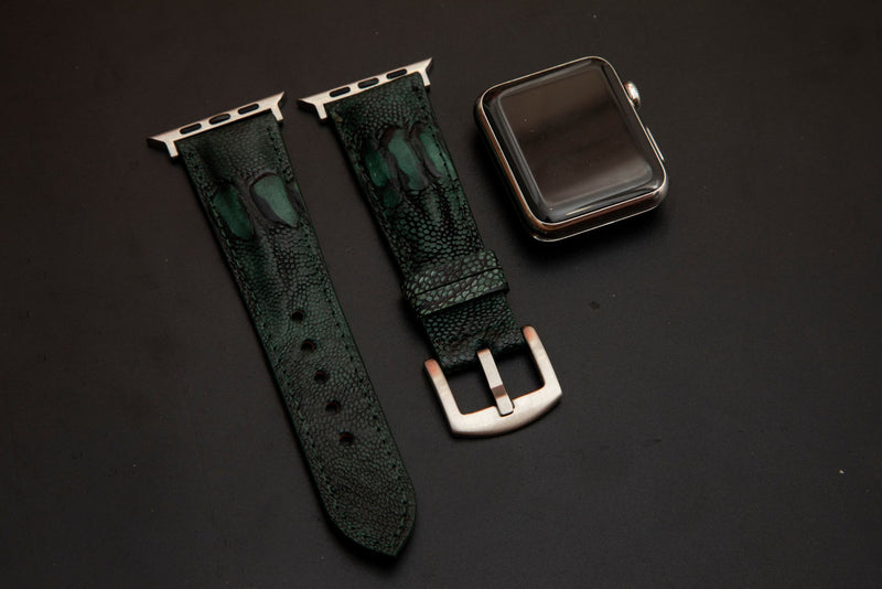 GREEN OSTRICH LEATHER STRAP