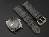 GREY CROCODILE HORNBACK LEATHER STRAP