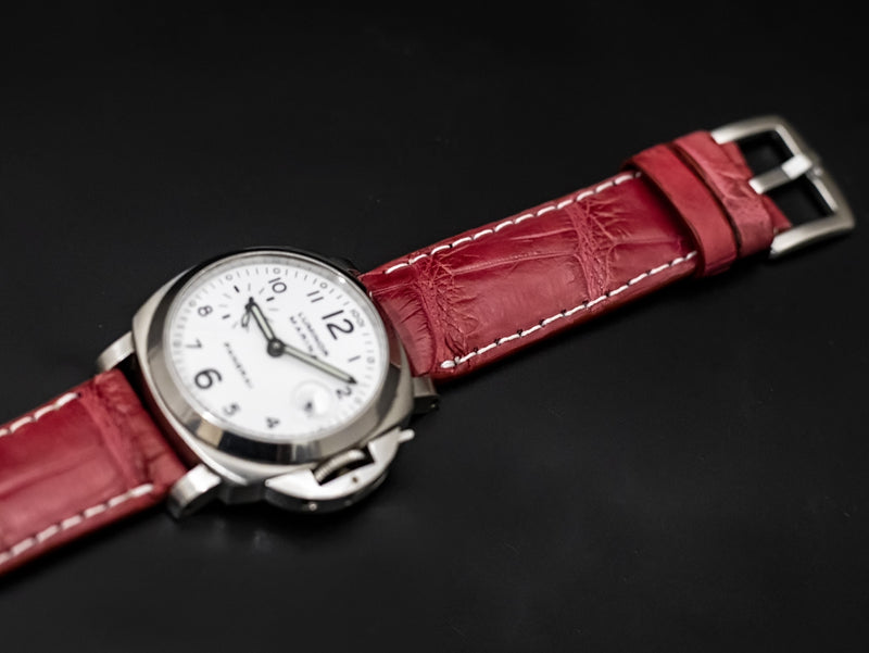 PINK CROCODILE BELLY LEATHER STRAP