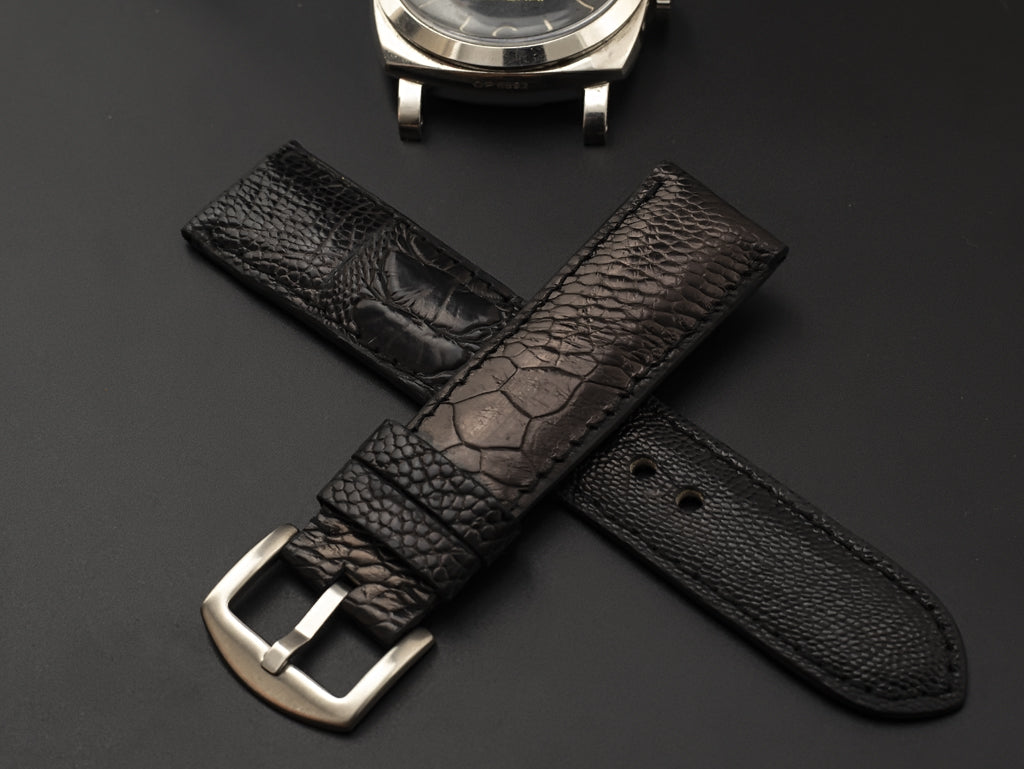 BLACK OSTRICH LEATHER STRAP