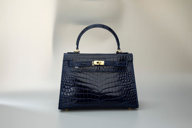 BLUE HANDMADE GENUINE CROCODILE SLING/HANDBAG
